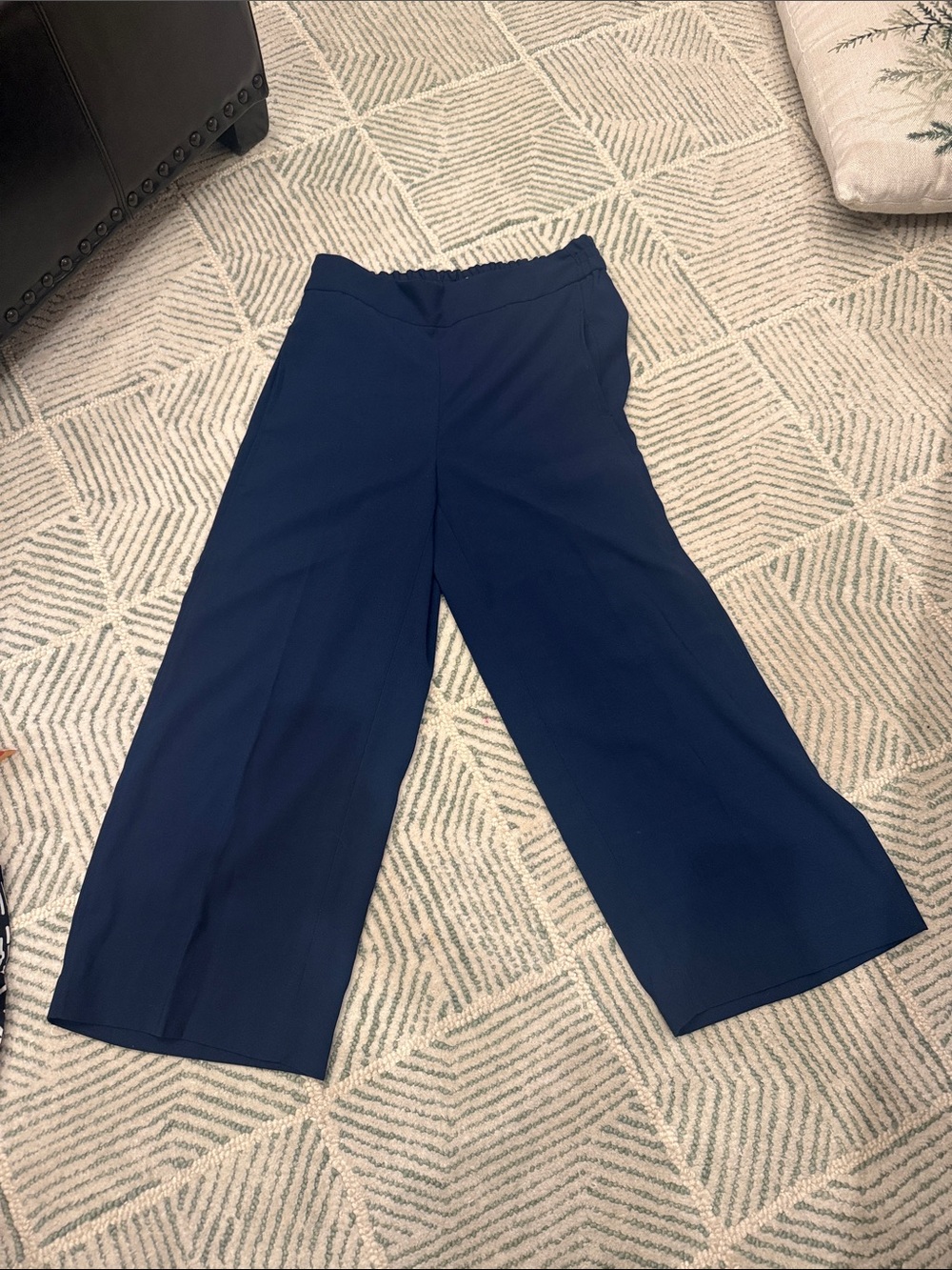 Madewell Navy Wide-Leg Cropped Trousers